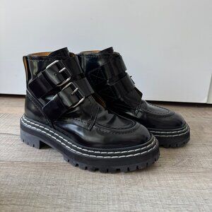 Proenza Schouler Lug Sole Platform Buckle Boots, Size 36